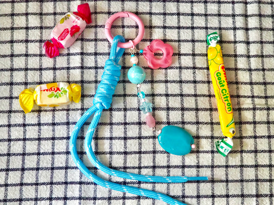 Porte-clé rose et bleu