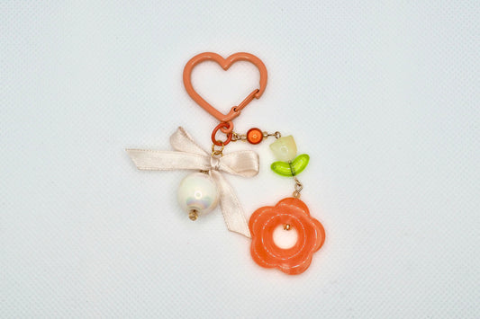 Porte-clé cœur orange