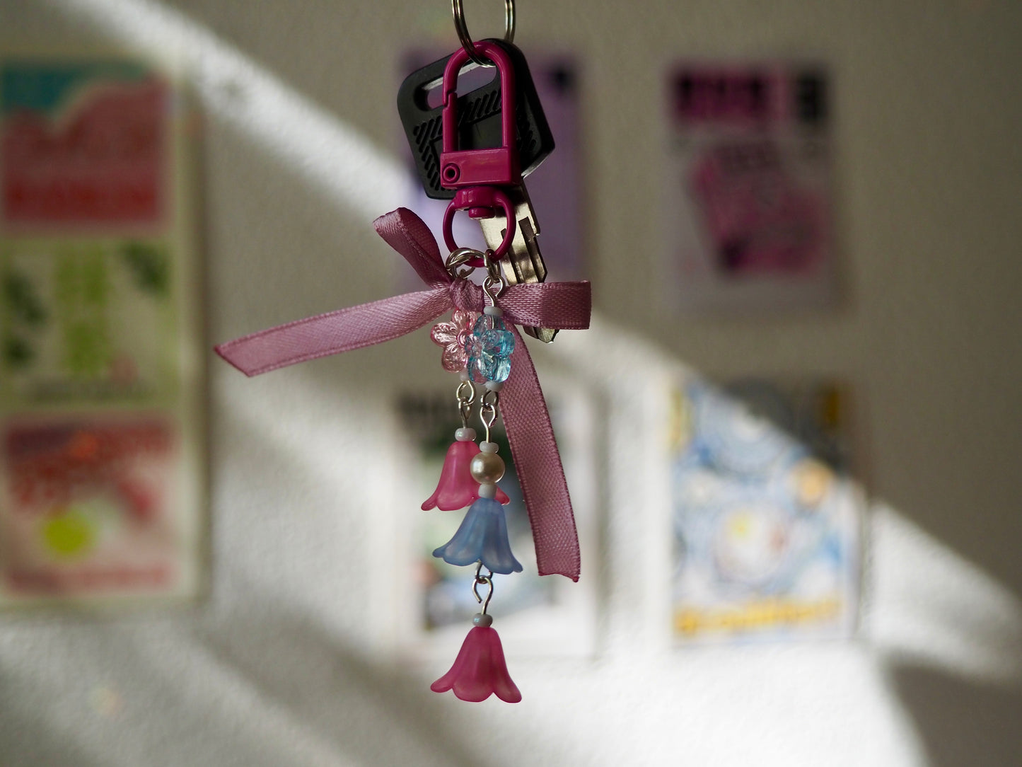 Porte-clé fleurs bicolores