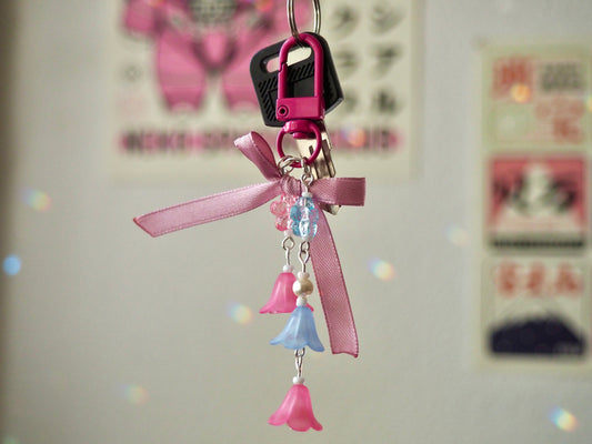 Porte-clé fleurs bicolores