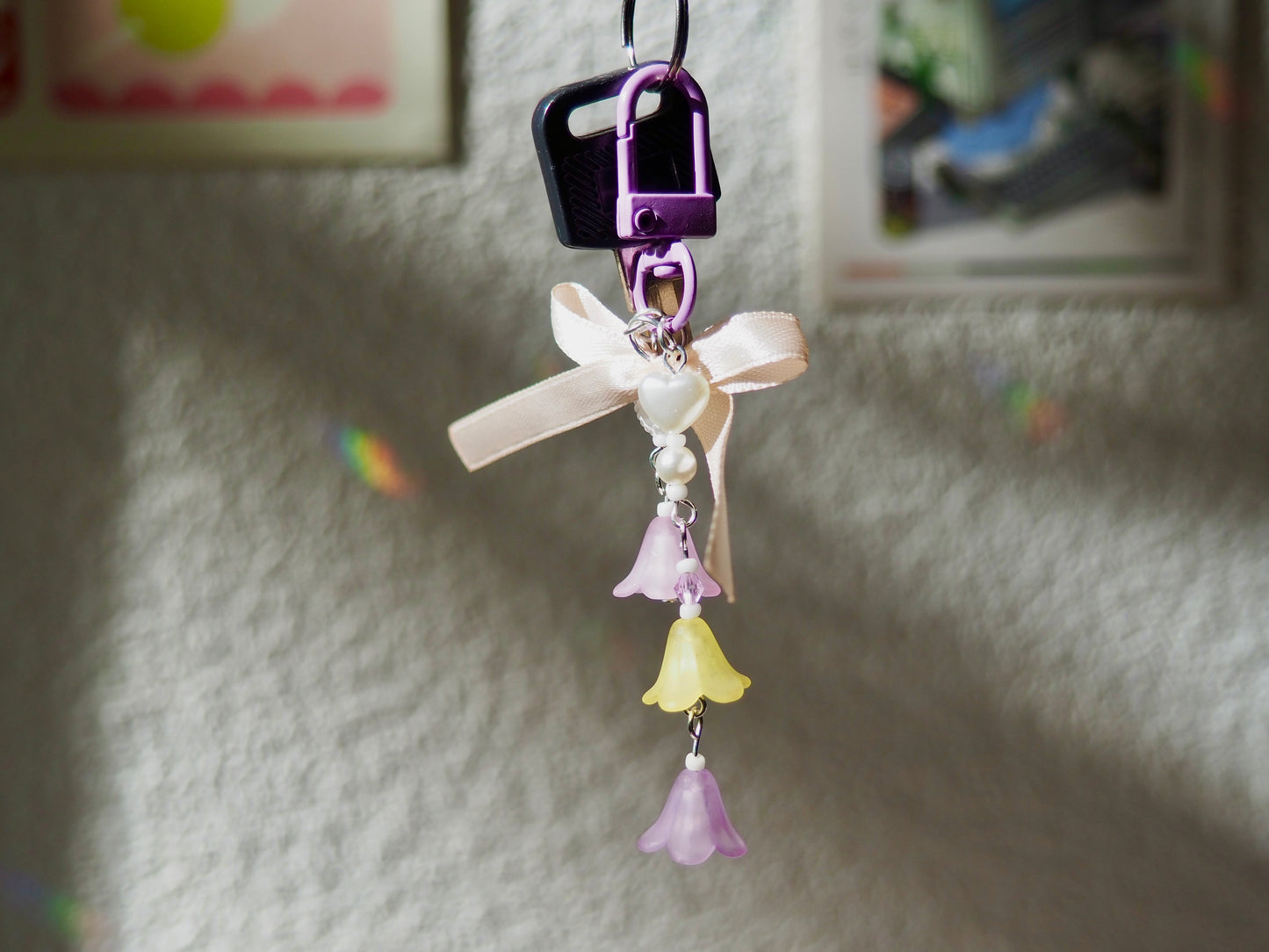 Porte-clé fleurs bicolores