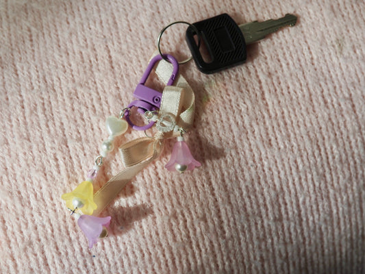 Porte-clé fleurs bicolores