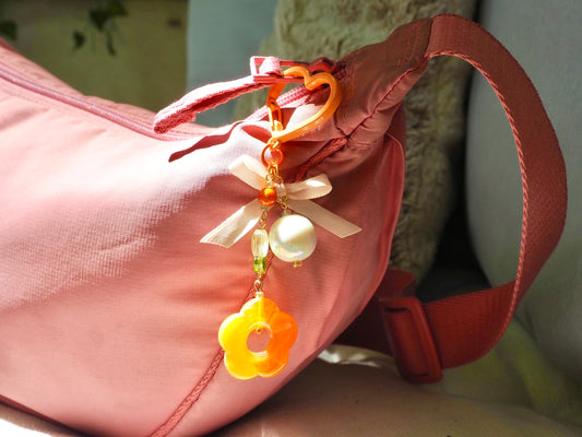 Porte-clé cœur orange